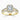 Emerald Moissanite 18K Yellow Gold Split Shoulder Halo Ring