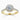 Round Moissanite 18K Yellow Gold Halo Shoulder Set Ring